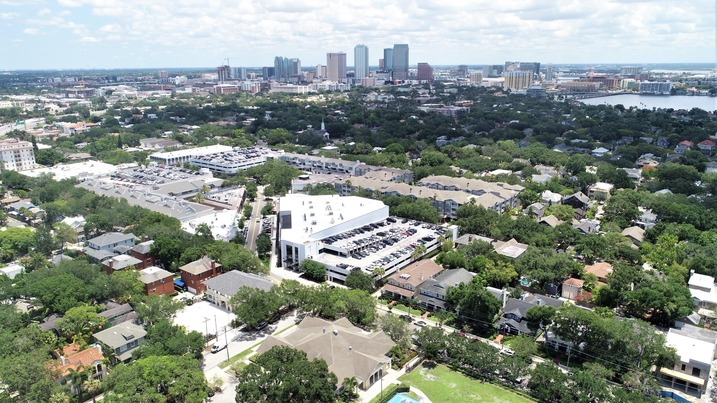Aerial view of Tampa, Florida showing its growth from a rural area to a thriving city