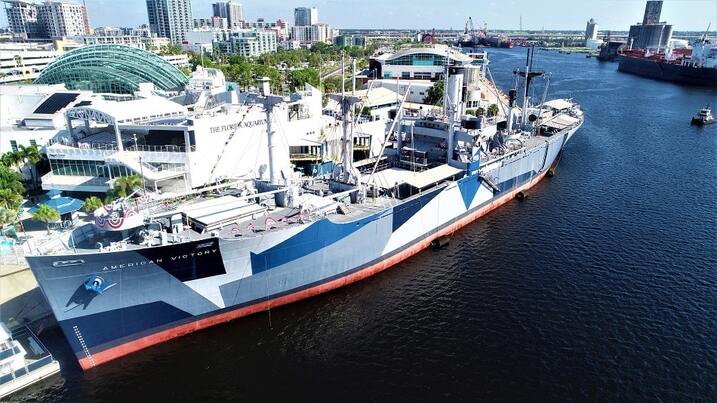 A photo of the SS American Victory Ship, one of the top museums in Tampa showcasing the history of American maritime industry.