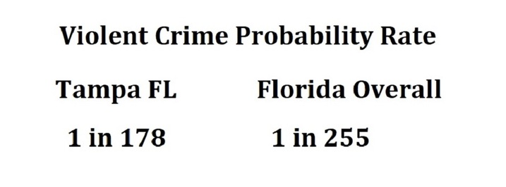 A graph comparing Tampa's violent crime rate to the Florida state average